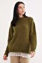 Ruffled Skirt, Crew Neck, Loose Knit Sweater - 6