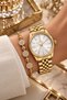 Round Case Gold Women's Wristwatch - 3Atm Water Resistant Steel Band Japanese Movement Gift Special Box Ghmb3022C3