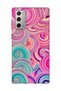 Samsung Galaxy Note 20 Compatible Pink Turquoise Spiral Printed Transparent Phone Case