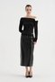 Women's off-the-shoulder shirt with collar detail and long sleeves - 2
