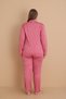 Mirano 9852 Long Sleeve Şardonlu Soft Winter Buttoned Plus Size Women's Pajama Set - 5
