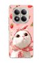 Redmi Note 15 Pro 4g / 5g Compatible White Cat Strawberry Printed Transparent Phone Case with Scarf
