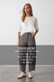 Women's white crew neck short sleeve knit blouse alc-x15655 - 2