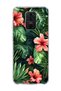 Redmi Note 9 Compatible Red Flower Tropical Leaf Printed Transparent Phone Case