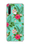 Redmi Note 8 Compatible Turquoise Tropical Flower Printed Transparent Phone Case