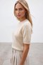 Women's beige short sleeve knitwear glitter sweater alc-x15921 - 2
