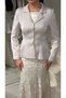 Women's Peplum Jacket Skirt Two-Piece Set - Tie Back Jacket and Lined Long Lace Skirt - 4