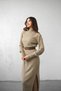 Belt Detailed Ribbed Long Dress - Beige - 4
