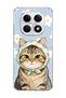 Redmi Note 15 4g Compatible Transparent Phone Case with Scarf and Tabby Cat Daisy Print