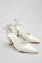 Women's White Pointed Toe Ankle Strap Thick Heeled Stylish Special Occasion Wedding Dress and Evening Dress Shoes - 2
