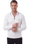 Men's Slim Fit Non-Pilling Zippered Polo Collar White Sweatshirt – Soft Textured Sweat 2708517 - 2