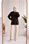Lütfiye 3 Button Collared Soft Sweater-Kr6043 Brown