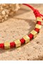 Red String Knotted Cube Beaded Gold Color Adjustable Women's Bracelet - 3