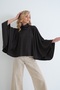 Women's aci brown low stand collar knitted cape blouse alc-x15978 - 3