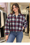 Women's double-breasted lined premium patterned coat