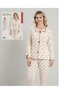 Boyraz Women's Heart Patterned Buttoned Interlock Fabric Long Sleeve Pajama Set