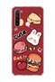 Redmi Note 8 Compatible Cute Rabbit Claret Red Printed Transparent Phone Case