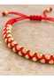 Red String Double Row Dorica Bulk Macrame Gold Color Adjustable Women's Bracelet
