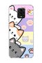 Redmi Note 9 Pro Compatible Cute Cats Pastel Printed Transparent Phone Case