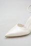 Women's White Pointed Toe Ankle Strap Thick Heeled Stylish Special Occasion Wedding Dress and Evening Dress Shoes - 7