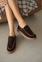 Heston Genuine Leather Thick Sole Adjustable Buckle Detail Short Women's Boots - Brown Suede - 5