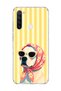 Redmi Note 8 Compatible Transparent Phone Case with Scarf and Glasses Printed Dog Design