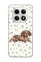 Redmi Note 15 4g Compatible Sausage Dog Blue Flower Printed Transparent Phone Case