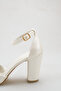 Women's White Pointed Toe Ankle Strap Thick Heeled Stylish Special Occasion Wedding Dress and Evening Dress Shoes - 6