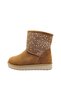 Tan Color Flat Sole Zippered Orthopedic Stone Patterned Girls' Boots - 3