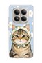 Redmi Note 15 Pro 4g / 5g Compatible Transparent Phone Case with Scarf and Tabby Cat Daisy Print