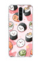Redmi Note 8 Pro Compatible Cute Sushi Printed Transparent Phone Case