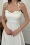 Women's White Off-The-Shoulder Rope Strap Bustier Detailed Slit Midi Dress - 4