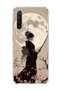 Redmi Note 8 Compatible Geisha Full Moon Printed Transparent Phone Case