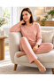 Women's Viscose Pajama Set Long Sleeve Crew Neck Patterned Trousers Modern Homewear Home Clothing 79-157 - 2