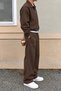 Men's Oversize Double Zipper Jacket and Baggy Pants Bottom Top Set - 3