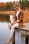 Italian Brick Color Hooded Camouflage Open-Back Sequined Oversize Woven Jacket 92 75 - 3