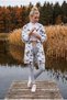 Italian White Hooded Camouflage Jacket with Pockets and Sequins on the Back Oversize Woven Jacket 92 75 - 7