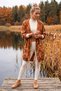 Italian Brick Color Hooded Camouflage Open-Back Sequined Oversize Woven Jacket 92 75 - 5