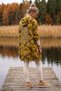 Italian Mustard Color Hooded Camouflage Jacket with Sequins on the Back, Oversize Woven Jacket 92 75 - 8