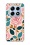 Redmi Note 14 Pro 4g Compatible Pink Rose Leaf Printed Transparent Phone Case