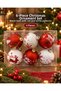 Set of 6 Red and White Christmas Balls – Christmas Tree Decorations with Deer, Snowflake and Pine Tree Patterns, De - 2