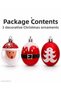 3Pcs Red and White Christmas Tree Ornaments with Santa Claus Figures – Oval Christmas Balls, Arch and Pine Tree - 7