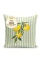 Watercolor Lemon and Leaf Motif Striped Kitchen Style Digital Printed Single Wing Background Curtain (Throw Pillow H - 4