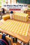 Pack of 10 Washable Lunch Mats 35X50 cm Yellow and White Checkered – Kindergarten and Primary School