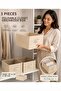 3 Pieces Cream Fabric Foldable Closet Organizer Box 45X30X20 cm |   Clothing and Garment Organizer Storage Box