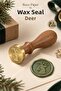 Christmas Themed Wooden Brass Candle Seal - 2.5 cm Diameter, New Year Deer Printed Gift Package, Envelope Seal