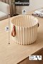 4-Piece Leather Handle Round Bathroom and Kitchen Organizer Multi-Purpose Organizer Cream - 3
