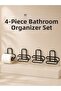 4 Pieces of Adhesive Toilet Paper Hangers Black Metal Wall Mounted Wc Paper Holder Without Drilling -