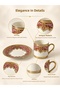 Baroque Patterned Coffee Cup Set with Gold Detail and Plate for 6 People - 2