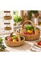 2-Piece Wicker Handle Hand-Knitted Basket Organizer Multi-Purpose Organizer - 3